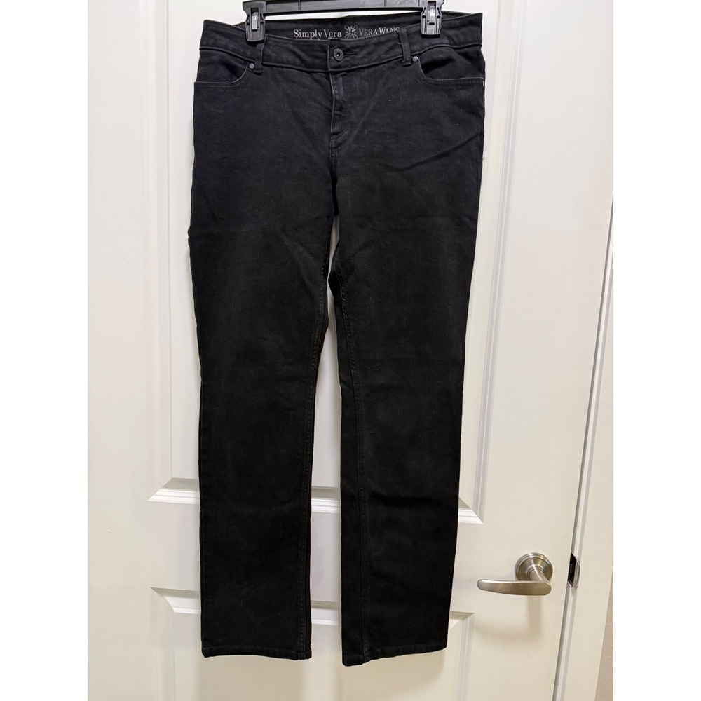 Simply Vera Vera Wang Womens Straight Leg Black Jeans Flap Pocket‎ Size 10